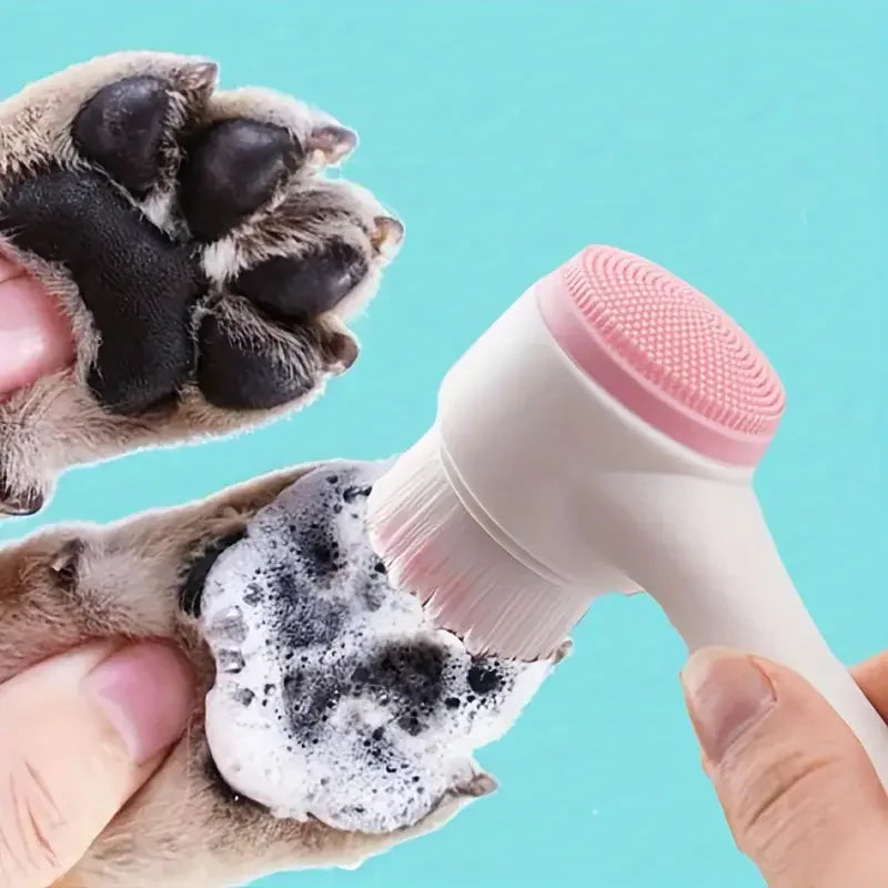 Silicone Pet Paw Cleaner & Brush, Dual-Sided Grooming Tool