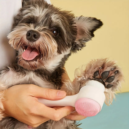 Silicone Pet Paw Cleaner & Brush, Dual-Sided Grooming Tool