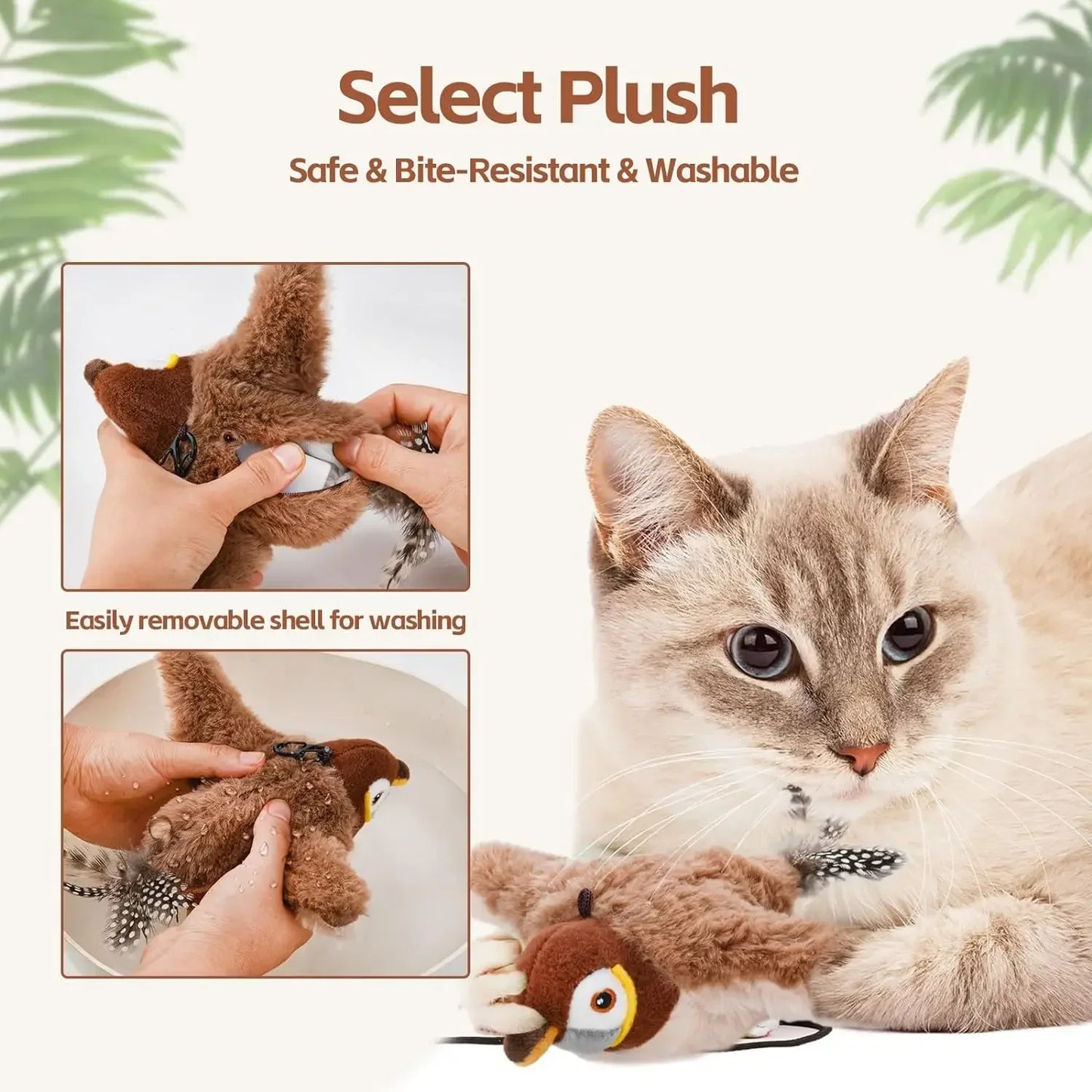 Interactive Cat Toy: Touch-Activated Chirping Bird with Catnip