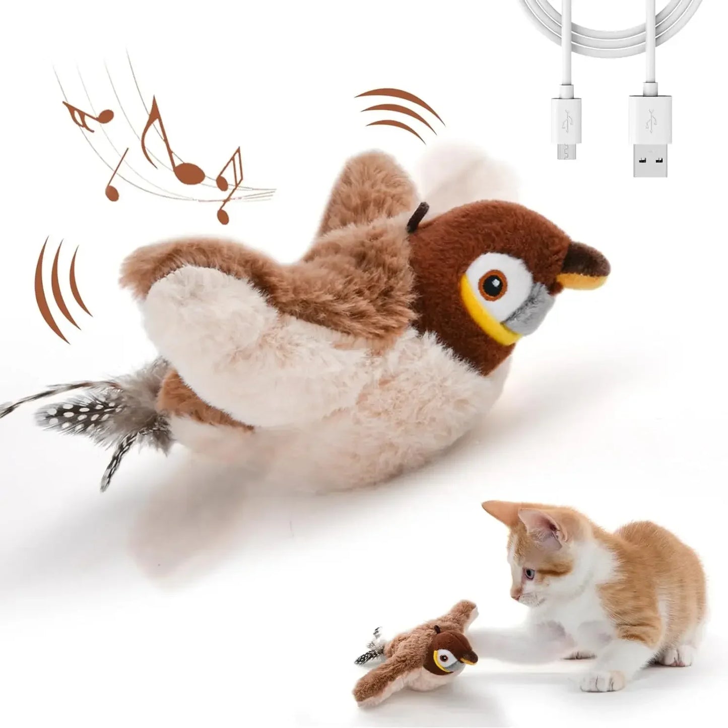 Interactive Cat Toy: Touch-Activated Chirping Bird with Catnip