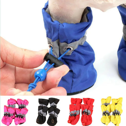 Pet Rain Boots (4pcs) | Waterproof, Anti-Slip Paw Protection