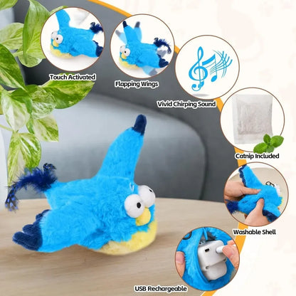 Interactive Cat Toy: Touch-Activated Chirping Bird with Catnip