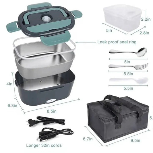 Electric Lunch Box for Travel & Work | 1.5L, 60W, Heats Food