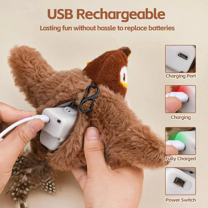 Interactive Cat Toy: Touch-Activated Chirping Bird with Catnip