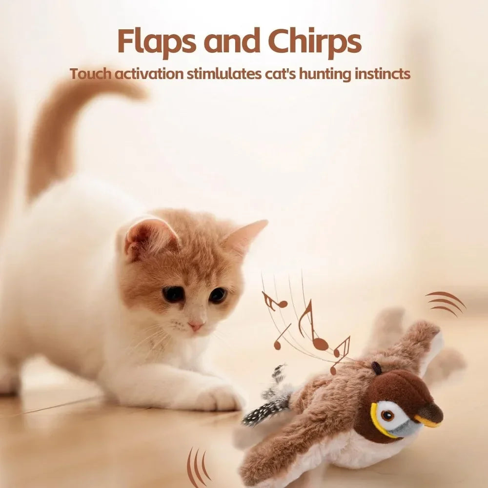 Interactive Cat Toy: Touch-Activated Chirping Bird with Catnip